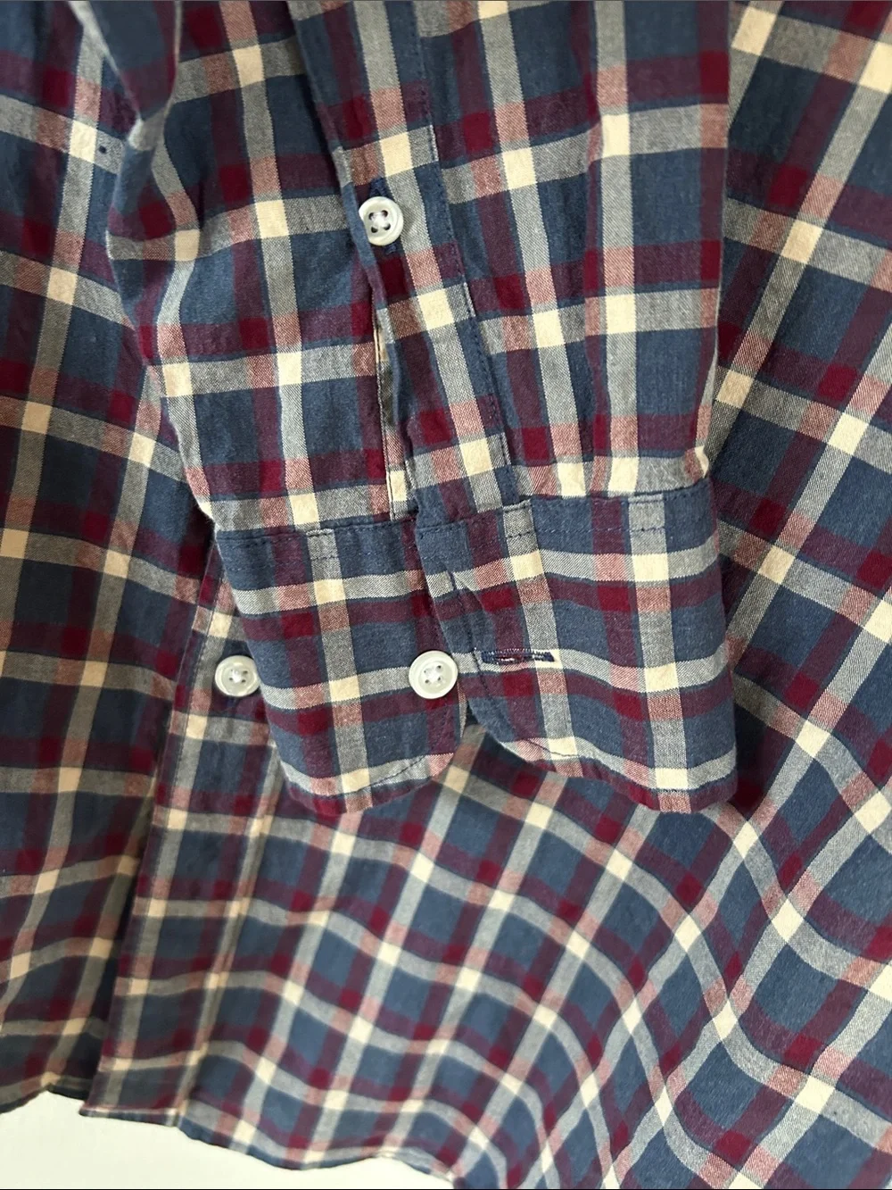 J. Crew Men's Navy and Red Plaid Button-Down Shirt - size medium - office - work